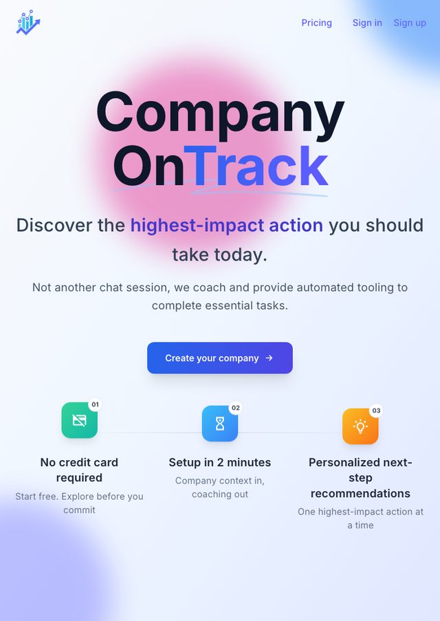 Company On Track homepage